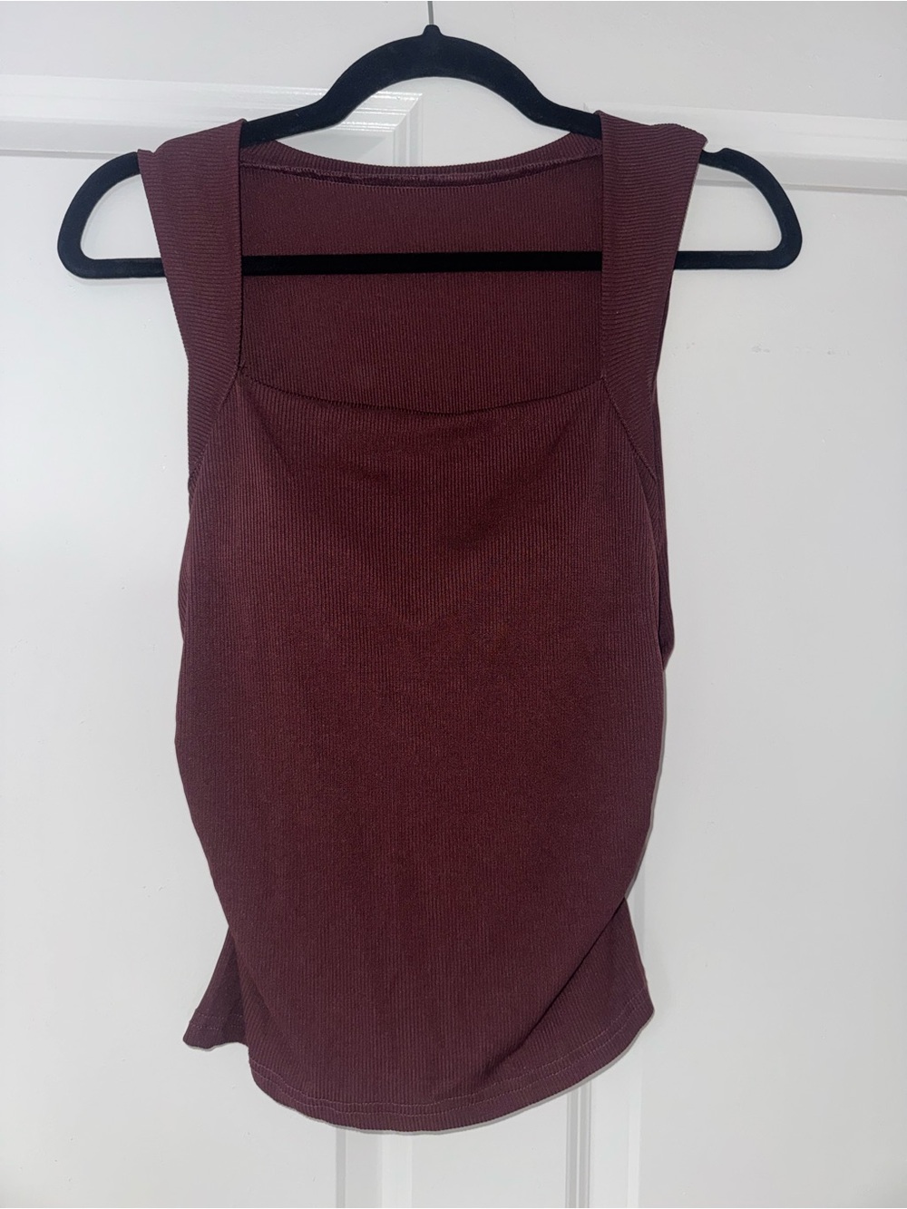 SHEIN Ribbed Square Neck Tank Top - Burgundy